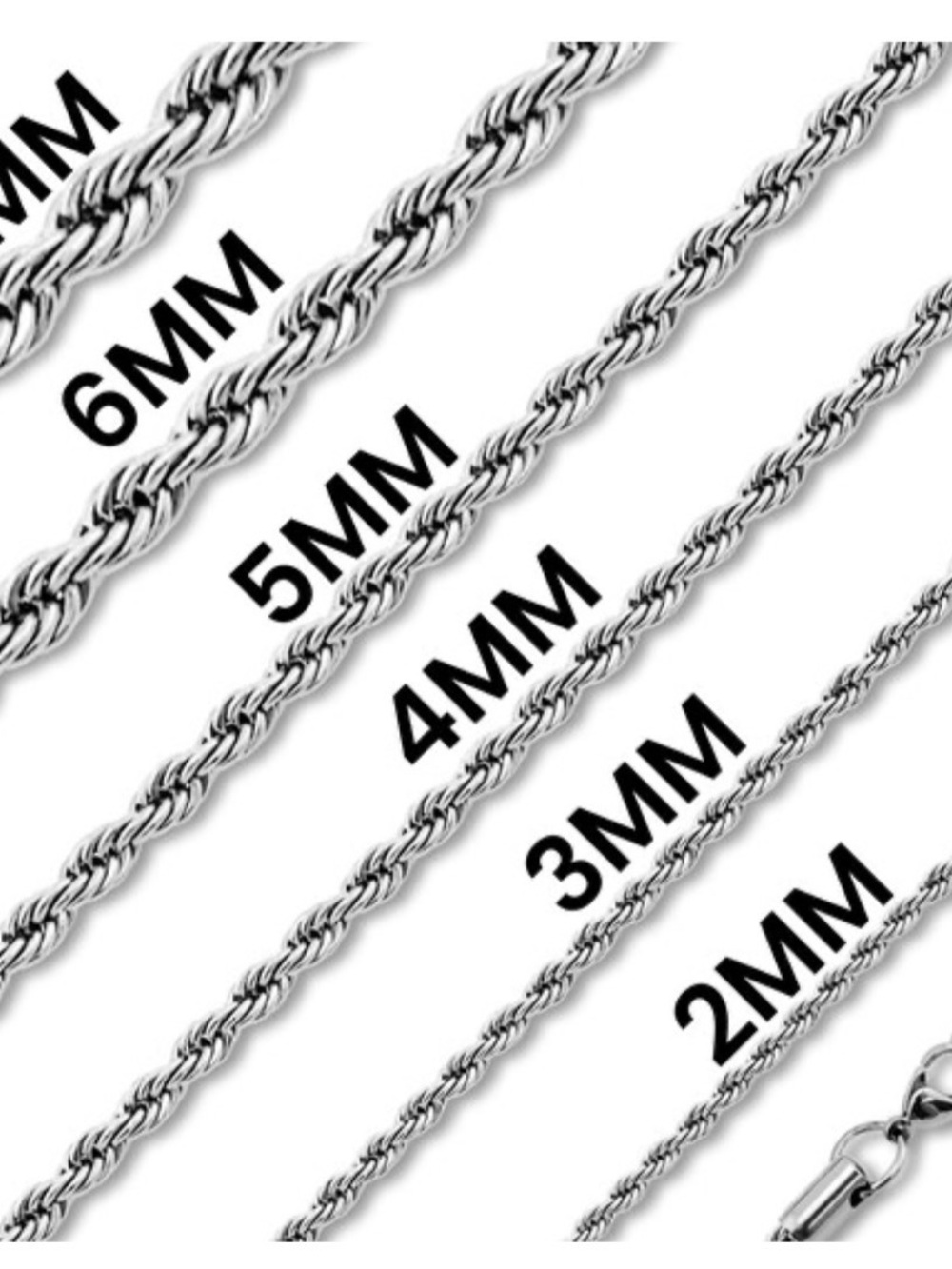 Silver Rope Chain Necklace - Picture 2 of 9